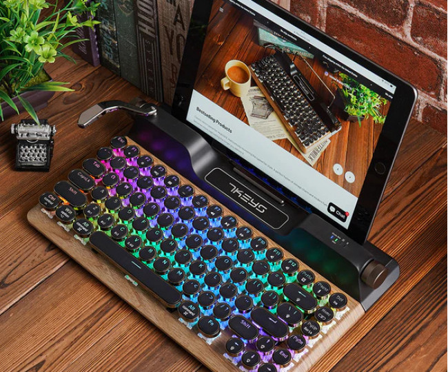 Механічна бездротова клавіатура 7KEYS TW1868 Retro Typewriter Keyboard